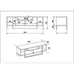 Βάση τηλεόρασης Asal 120 Walnut Black 119 4x35 2x40 2cm ed1109 - Image 2