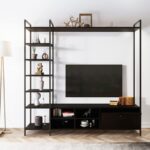Έπιπλο TV Biblo μαύρο χρώμα μελαμίνη μέταλλο 180x40x180cm ed1119