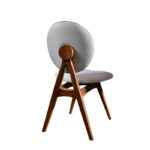 Καρέκλες Touch σετ 2 τεμαχίων καρυδί ξύλο κρεμ ύφασμα 54x55x93cm ed1131 - Image 3