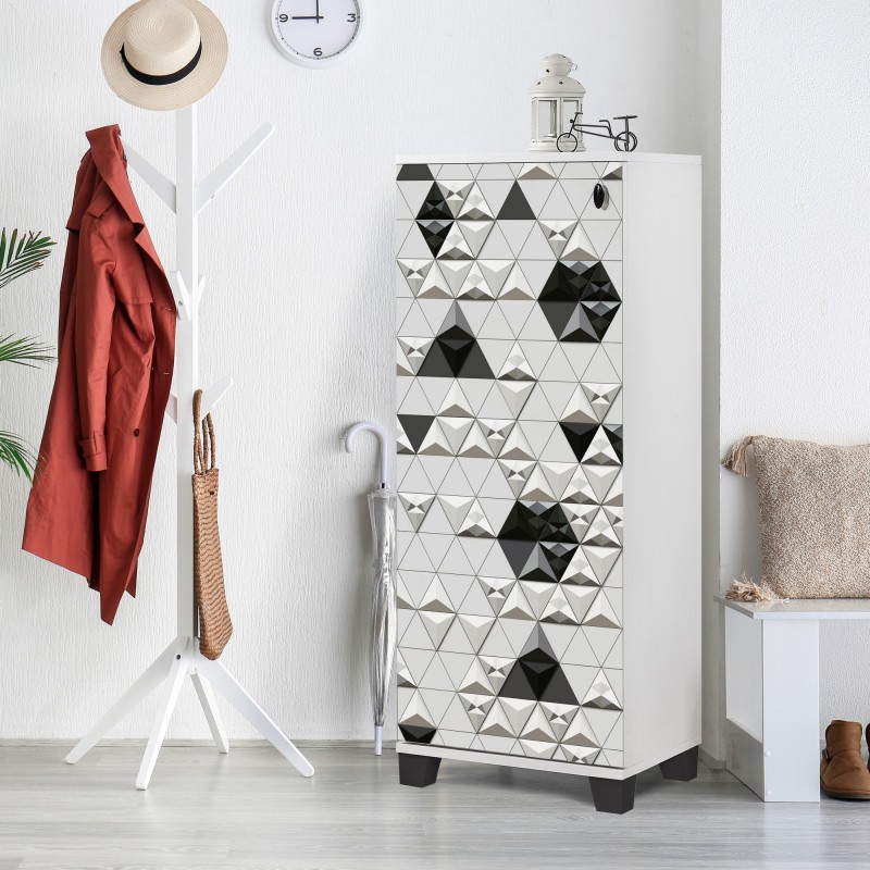 1134_0-800x800 STELLA ΠΑΠΟΥΤΣΟΘΗΚΗ ΛΕΥΚΟ ΜΑΥΡΟ ΜΕΛΑΜΙΝΗ 50x38xH127cm ed1134 - Image 1