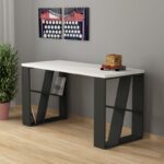Γραφείο Mantallo λευκό ανθρακί χρώμα μελαμίνη 140x60x75cm ed1139