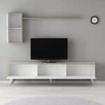 Έπιπλο tv Asti λευκό χρυσό χρώμα μελαμίνη 180x29 5x45cm ed1147 - Image 5