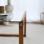 Τραπέζι σαλονιού Via μασίφ ξύλο επιφάνεια γυαλί 85x55x40εκ ed1148 - Image 4