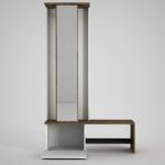 Έπιπλο εισόδου Ponte άσπρο καρυδί μελαμίνη μεταλλικός σκελετός 120x33 5x199 3εκ ed1152 - Image 3