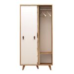 Ντουλάπα Yaha δρυς άσπρο μελαμίνη 100x60x190εκ ed1157 - Image 4