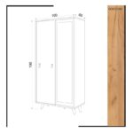 Ντουλάπα Yaha δρυς άσπρο μελαμίνη 100x60x190εκ ed1157 - Image 2