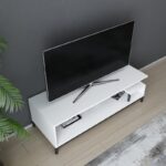 Έπιπλο tv Pritto μαύρο λευκό 120x44 6x37 6cm ed11633 - Image 4