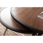 Σετ τραπέζια σαλονιού Tamburo καρυδί μελαμίνη μαύρο μέταλλο 66x43cm ed1164 - Image 4