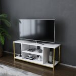 Έπιπλο tv Arina λευκό χρυσό 120x35x50 8cm ed11727 - Image 5