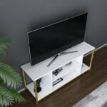 Έπιπλο tv Arina λευκό χρυσό 120x35x50 8cm ed11727 - Image 4