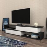 Έπιπλο τηλεόρασης Corso ανθρακί λευκό 160x35 3x38 6cm ed11729 - Image 5