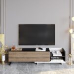 Έπιπλο τηλεόρασης Parion λευκό μαύρο καρυδί 165x35x41cm ed11774