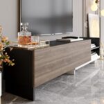 Έπιπλο τηλεόρασης Parion λευκό μαύρο καρυδί 165x35x41cm ed11774 - Image 4