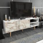 Έπιπλο τηλεόρασης Ronas λευκό 160x35x38 6cm ed11786 - Image 5