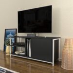 Έπιπλο tv Nuvola λευκό ανθρακί 120x35 3x50 8cm ed11810 - Image 5