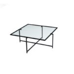 Τραπέζι σαλονιού Sun μαύρο μεταλλικός σκελετός επιφάνεια γυαλί 85x85x35εκ ed1182 - Image 3