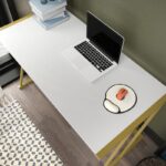 Γραφείο Adelaide μελαμίνη χρυσό λευκό 114x60x75cm ed11883 - Image 4