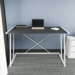 Γραφείο Adelaide μελαμίνη λευκό ανθρακί 114x60x75cm ed11885 - Image 5