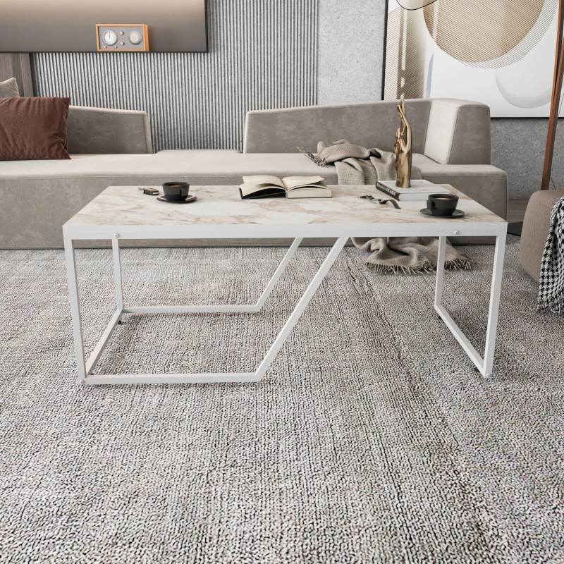 11890_0-800x800 Τραπέζι σαλονιού Wendy άσπρο μελαμίνη άσπρος μεταλλικός σκελετός 120x60x48εκ ed11890 - Image 1