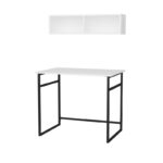Γραφείο Cosimo μαύρο λευκό χρώμα μελαμίνη 90x60x75cm ed11910 - Image 4