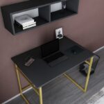 Γραφείο Cosimo χρυσό ανθρακί χρώμα μελαμίνη 90x60x75cm ed11911 - Image 5