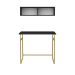 Γραφείο Cosimo χρυσό ανθρακί χρώμα μελαμίνη 90x60x75cm ed11911 - Image 3