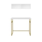 Γραφείο Cosimo χρυσό λευκό χρώμα μελαμίνη 90x60x75cm ed11914 - Image 3