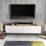 Έπιπλο τηλεόρασης Poling ΄λευκό καρυδί 159 7x36 8x34 1cm ed11920 - Image 5