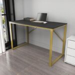 Γραφείο Layton μελαμίνη χρυσό ανθρακί 120x60x74cm ed11927