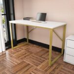 Γραφείο Layton μελαμίνη χρυσό λευκό 120x60x74cm ed11930