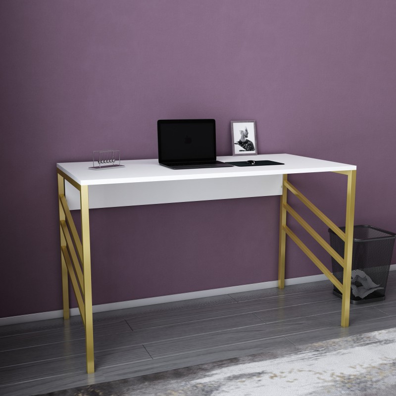 11975_0-800x800 Γραφείο Milva χρυσό λευκό χρώμα μελαμίνη 120x60x74 8cm ed11975 - Image 1