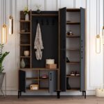 Έπιπλο εισόδου Viyana καρυδί ανθρακί μελαμίνη μεταλλικά πόδια 60x35x200εκ ed119 - Image 5