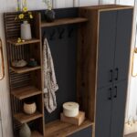 Έπιπλο εισόδου Viyana καρυδί ανθρακί μελαμίνη μεταλλικά πόδια 60x35x200εκ ed119 - Image 4