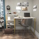 Γραφείο Ferro χρυσό μέταλλο μελαμίνη 133x60x76 8cm ed12010