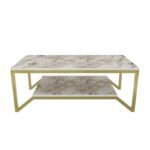 Τραπέζι σαλονιού Flora άσπρο χρυσό μελαμίνη 120x60x45 8εκ ed12016 - Image 3