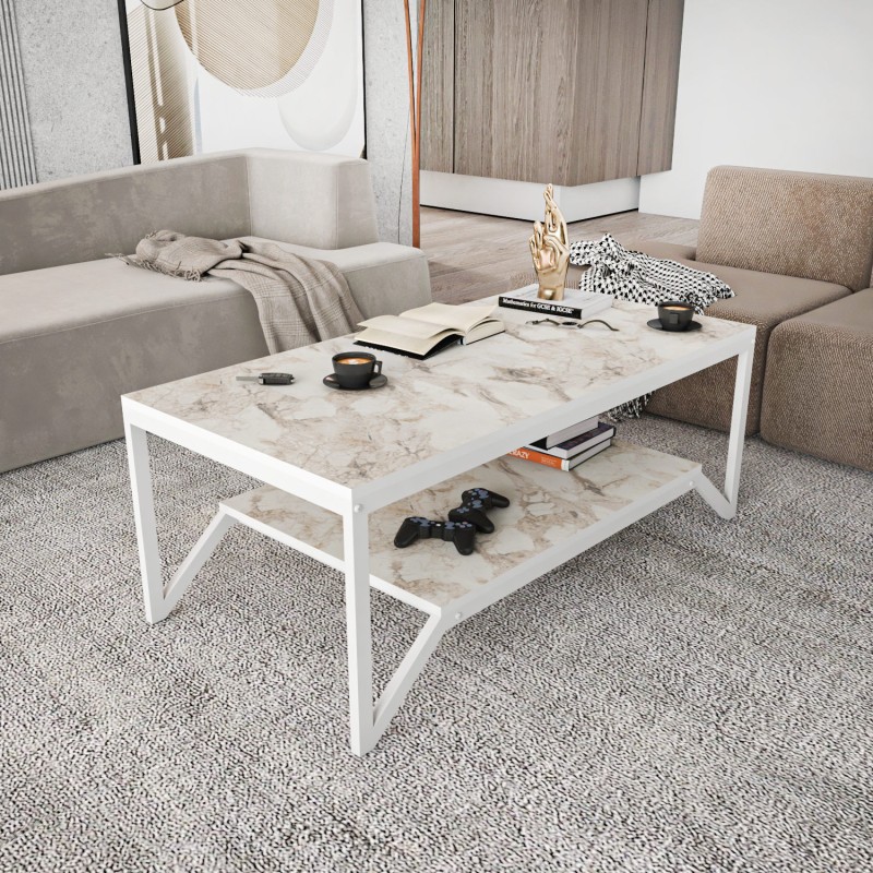 12017_0-800x800 Τραπέζι σαλονιού Flora άσπρο μελαμίνη 120x60x45 8εκ ed12017 - Image 1