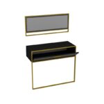 Κονσόλα Polka με καθρέπτη μεταλλικά πόδια μαύρη μελαμίνη 90x38 5x76 8cm ed1202 - Image 4