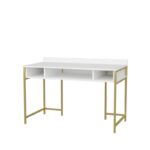 Γραφείο Alma μελαμίνη χρυσό λευκό 120x60x74 8cm ed12048 - Image 4