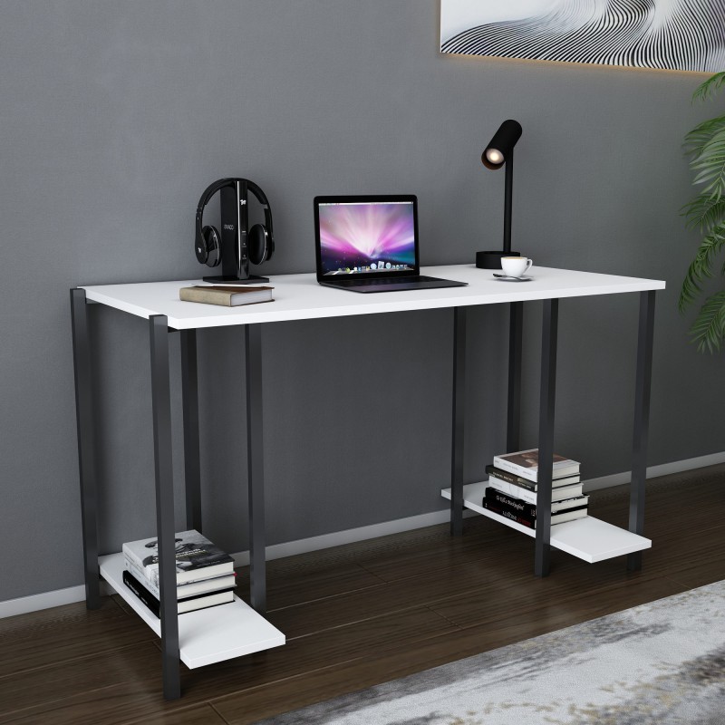 12064_0-800x800 Γραφείο Academy μαύρο λευκό μελαμίνη 125 2x60x73 8cm ed12064 - Image 1