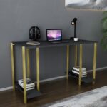 Γραφείο Academy χρυσό ανθρακί μελαμίνη 125 2x60x73 8cm ed12065