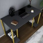 Γραφείο Academy χρυσό ανθρακί μελαμίνη 125 2x60x73 8cm ed12065 - Image 5