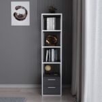 Βιβλιοθήκη Robbins άσπρη ανθρακί 39x39x160cm ed12081 - Image 4