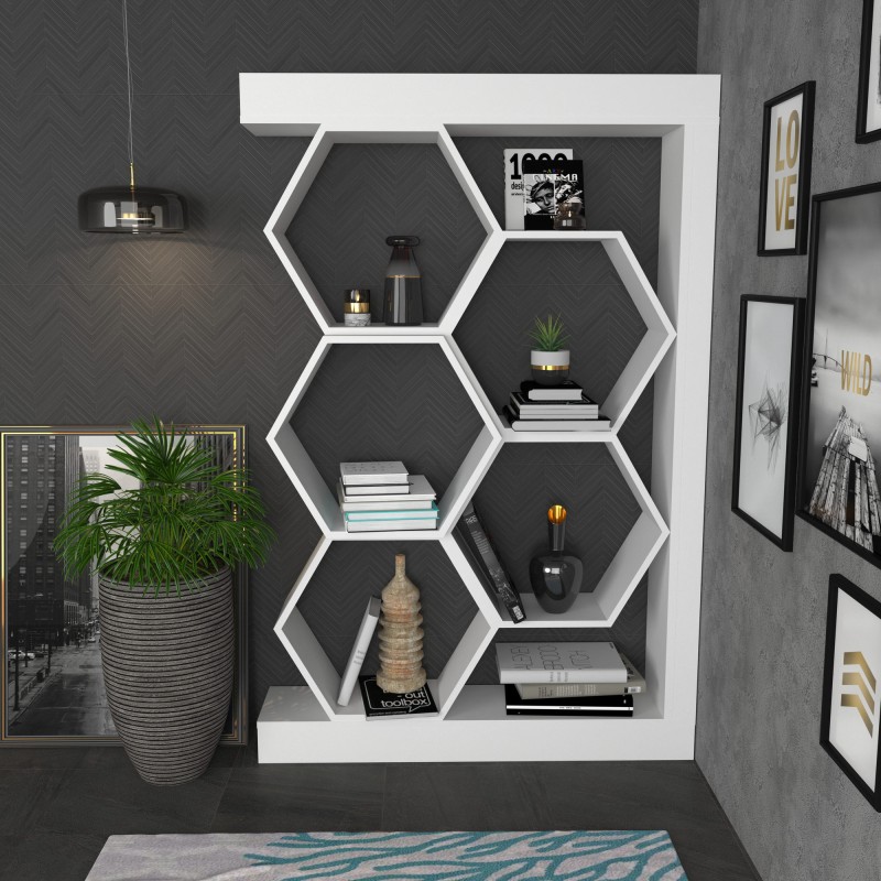 12104_0-800x800 Βιβλιοθήκη Artemis άσπρο μελαμίνη 90x24 6x140εκ ed12104 - Image 1