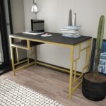 Γραφείο Primaria χρυσό ανθρακί χρώμα μελαμίνη 120x60x74 8cm ed12109