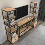 Έπιπλο τηλεόρασης Robbins μαύρο oak 198x39x160cm ed12122 - Image 5