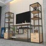 Έπιπλο τηλεόρασης Robbins μαύρο oak 198x39x160cm ed12122 - Image 4