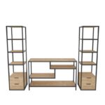 Έπιπλο τηλεόρασης Robbins μαύρο oak 198x39x160cm ed12122 - Image 2