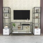 Έπιπλο τηλεόρασης Robbins μαύρο άσπρο 198x39x160cm ed12124