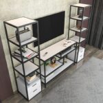 Έπιπλο τηλεόρασης Robbins μαύρο άσπρο 198x39x160cm ed12124 - Image 5