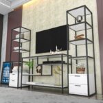 Έπιπλο τηλεόρασης Robbins μαύρο άσπρο 198x39x160cm ed12124 - Image 4